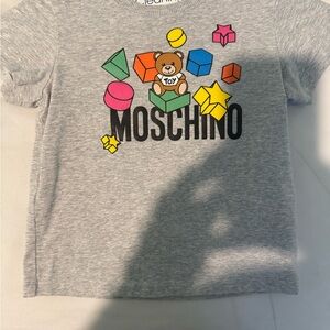 Moschino Gray Tee with Multicolor Toy Graphic